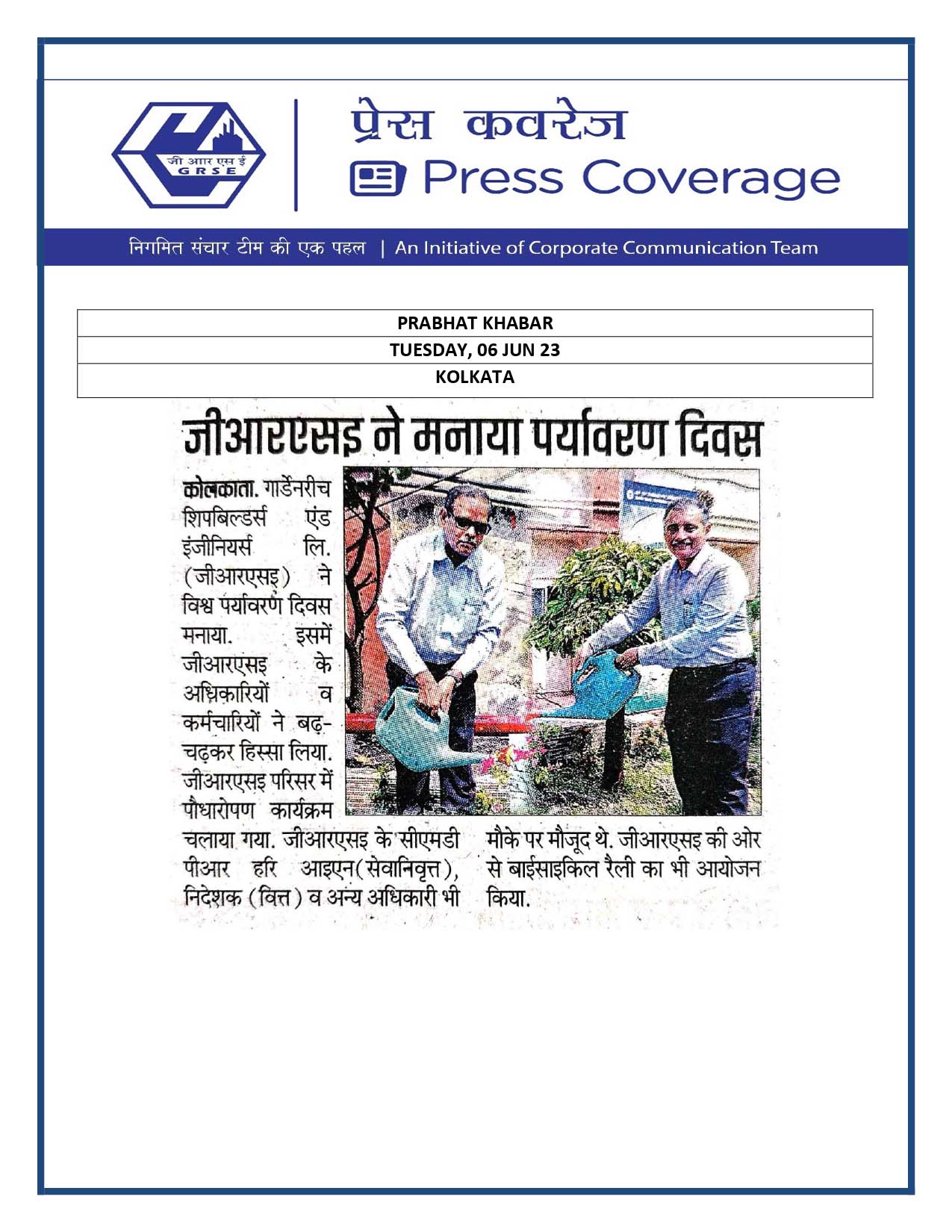 GRSE observes World Environment Day 2023